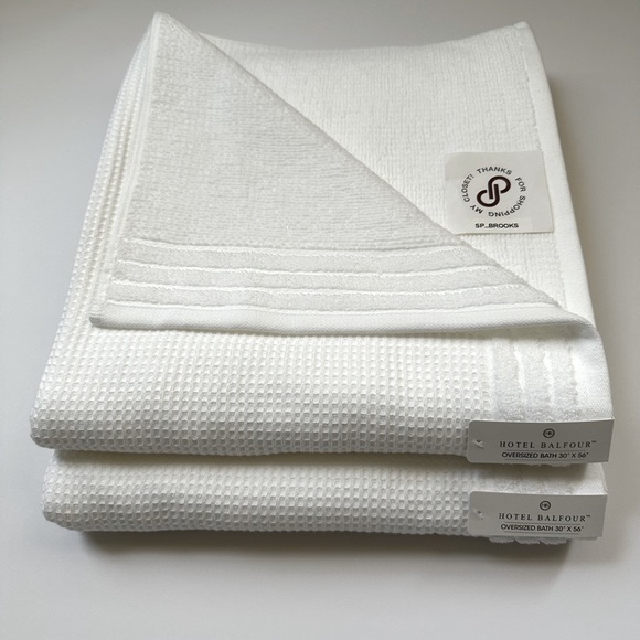 🎁9 PC Hotel Balfour Oversized Bath Towel Set- Cotton- White Waffle Texture⭐SALE⭐ - Picture 3 of 9